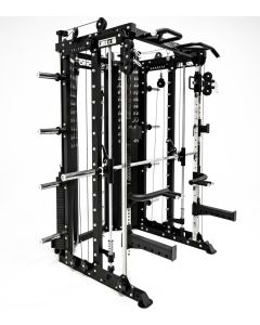 G15® All-In-One Trainer - Machine Smith, Rack + Poulie double (Rapport de câble 2:1 et 4:1) + 260 kg de plaques incluses